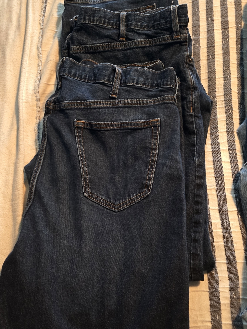 Mens Dark Blue Denim Jeans - Loose Fit